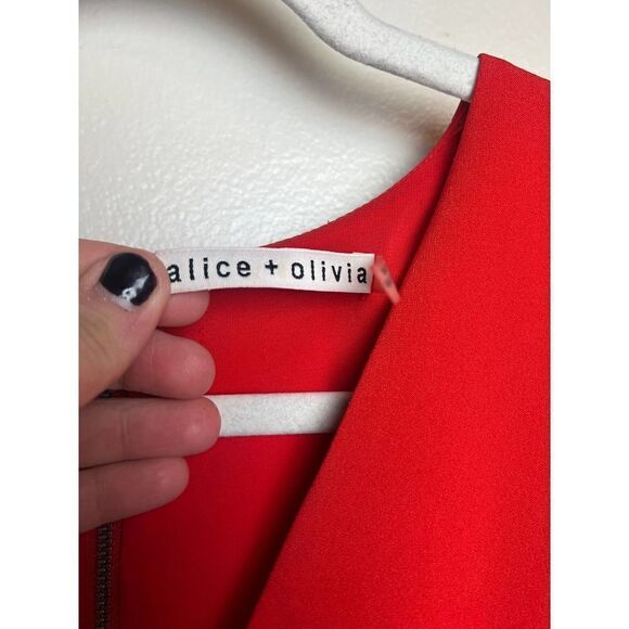 Alice + Olivia Lennon Red Sleeveless Front Zipper Dress Sz. 6 - Picture 4 of 8